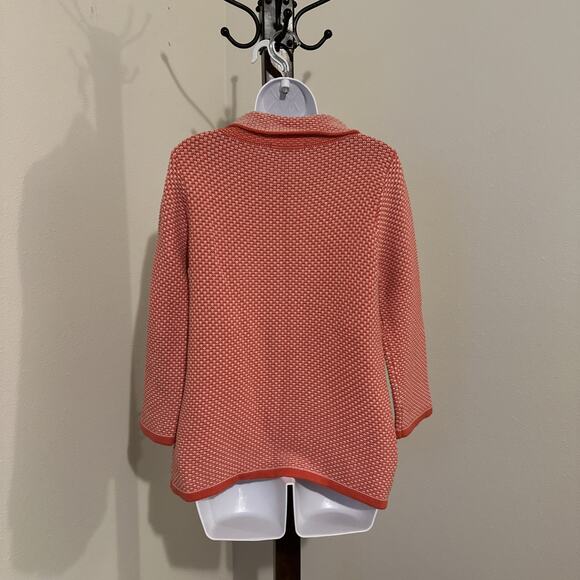 Boden Wool-Cotton Textured Cowl Neck Sweater - UK 12 / US 8 - Coral/White - Picture 5 of 8